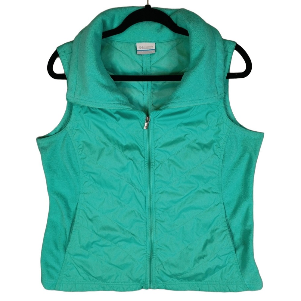 Columbia Women's L Dandi Camp II Teal Fleece Quilted Hybrid Full Zip Vest Layer